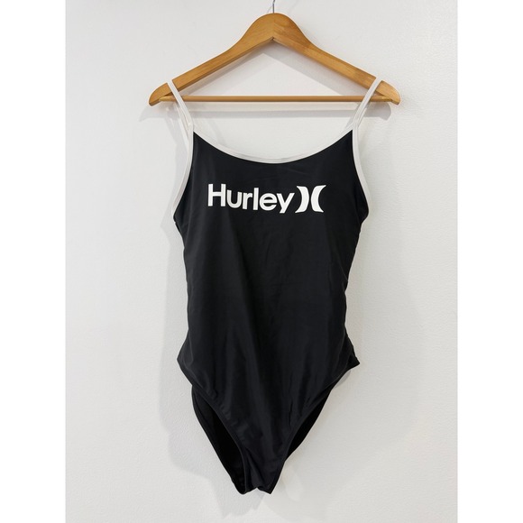 Hurley Other - SOLDDDHurley Womens Black White Logo One Piece Swimsuit Open Back XL